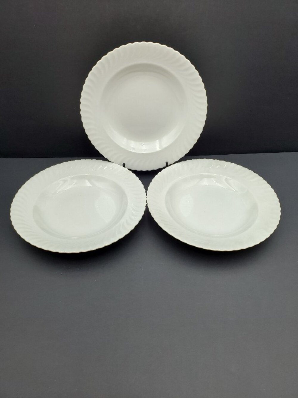 Kaiser Nicole White Swirl Rim Soup Bowls West Germany Porcelain Bowls